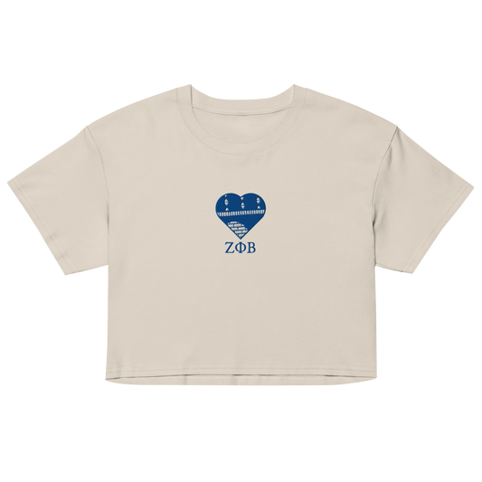 Bone Zeta Phi Beta crop top with embroidered Ankara heart