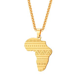 Gold Africa Pendant Necklace (Stainless Steel) - CHIEF Merch